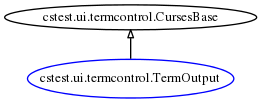 digraph foo {
rankdir=BT;
ranksep=0.3;
node[fontsize=10 margin=0.01 height=0.2 width=0.4];
edge[arrowsize=0.6 arrowhead=onormal];
"cstest.ui.termcontrol.TermOutput" [color=blue height=0.4 width=0.6];
    "cstest.ui.termcontrol.TermOutput" -> "cstest.ui.termcontrol.CursesBase";
}